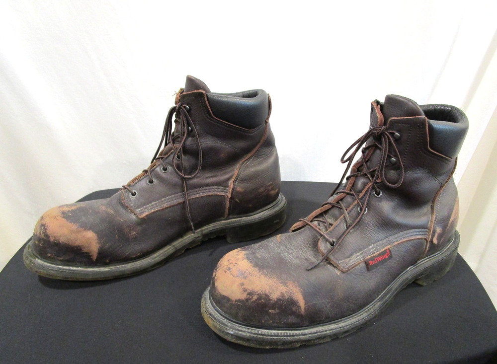 Red Wing Orthotic Friendly Brown Leather Steel Toe Work Boots Men 14B